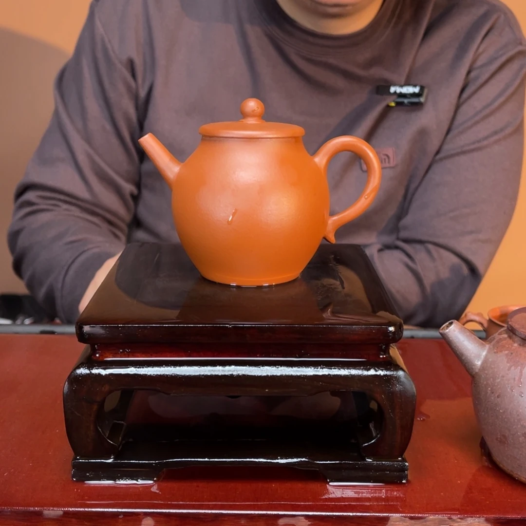 紫砂茶壶高端180cc红泥平盖翁型壶