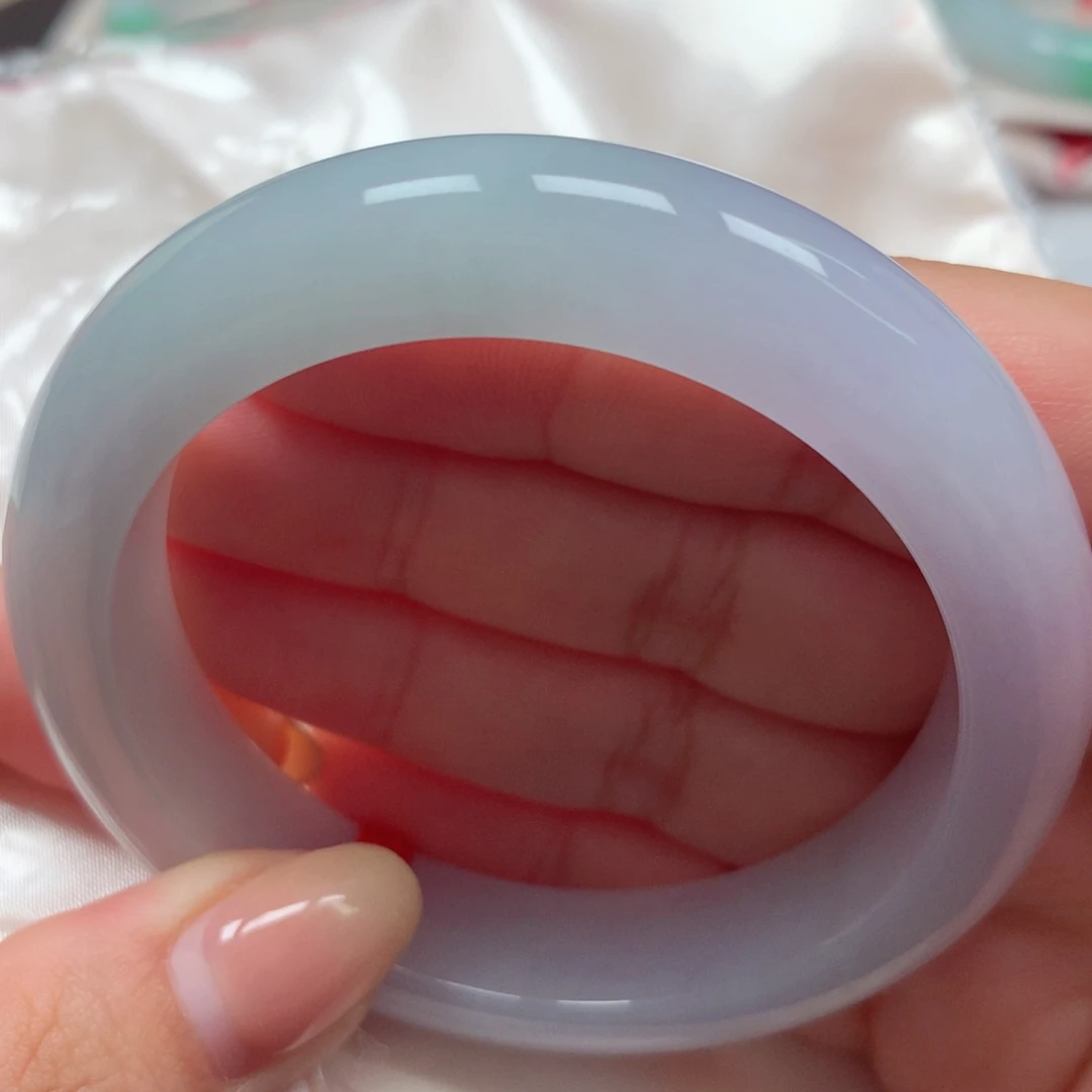 翡翠未镶嵌手镯27冰胶蓝紫