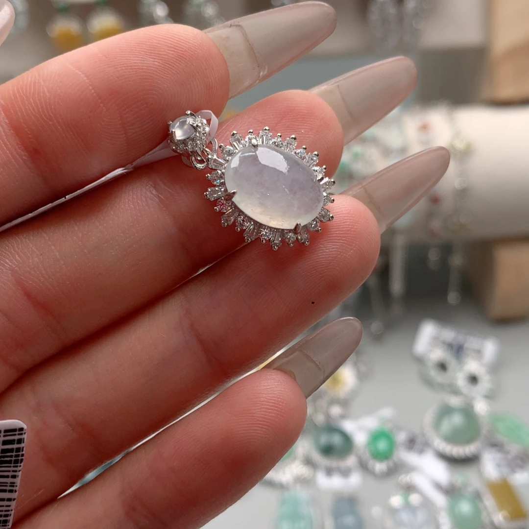 翡翠银S925镶嵌颈饰吊坠