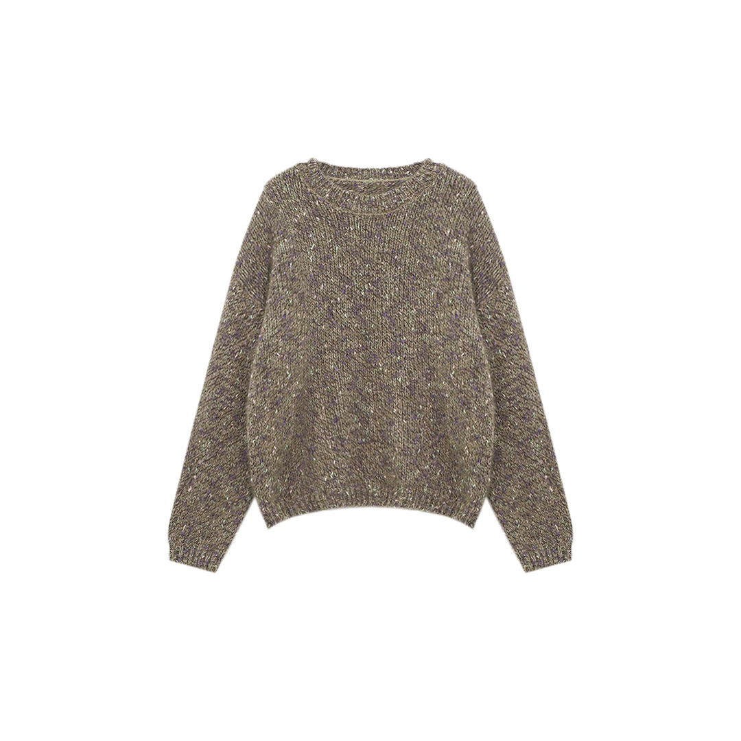 【钱老板推荐】绵羊毛特种纱线慵懒风显瘦圆领长袖毛衣4Z18A8822