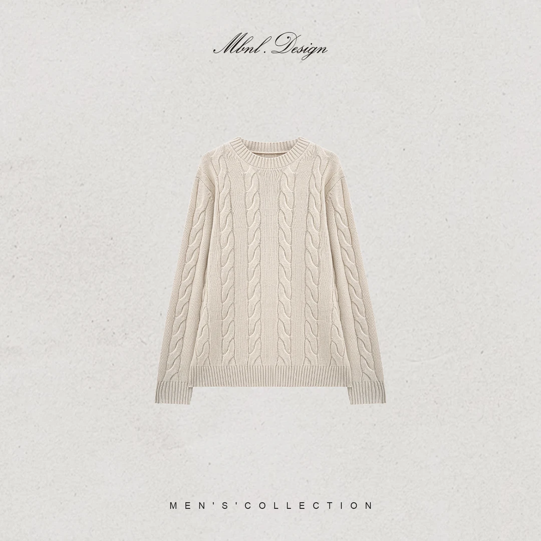 MBNL-F「大麻花」秦磊男装695g澳洲绵羊毛混纺弹力毛衣LL-WSY1210
