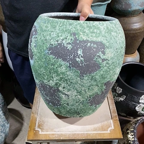 紫砂花盆口23高度30绿色地球88888