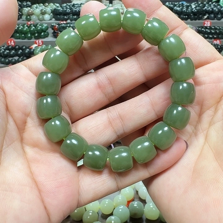 未镶嵌手链和田玉新疆若羌青黄口料直切卡12