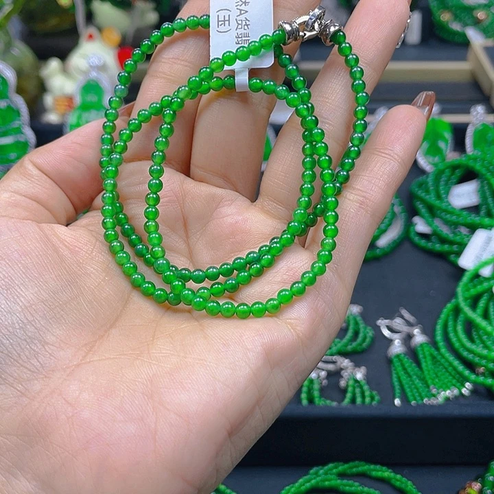 翡翠未镶嵌颈饰乐*悠阳绿项链3.5