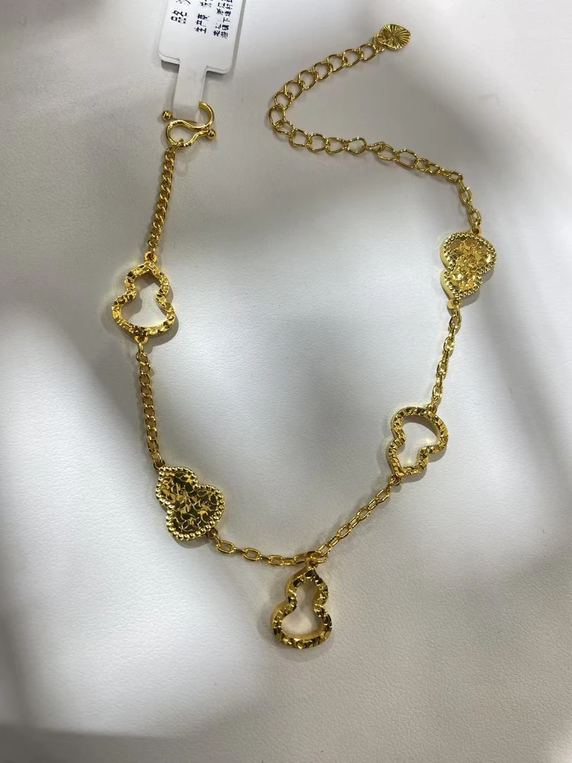 钛钢婚庆饰品 钛钢空心葫芦手链