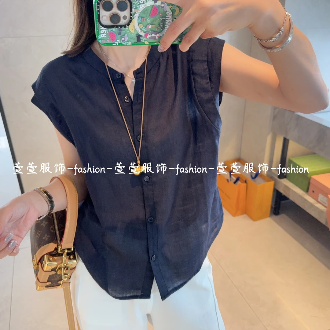 【萱萱服饰】DX995夏季新款个性简约麻料洋气休闲百搭时尚开衫短袖