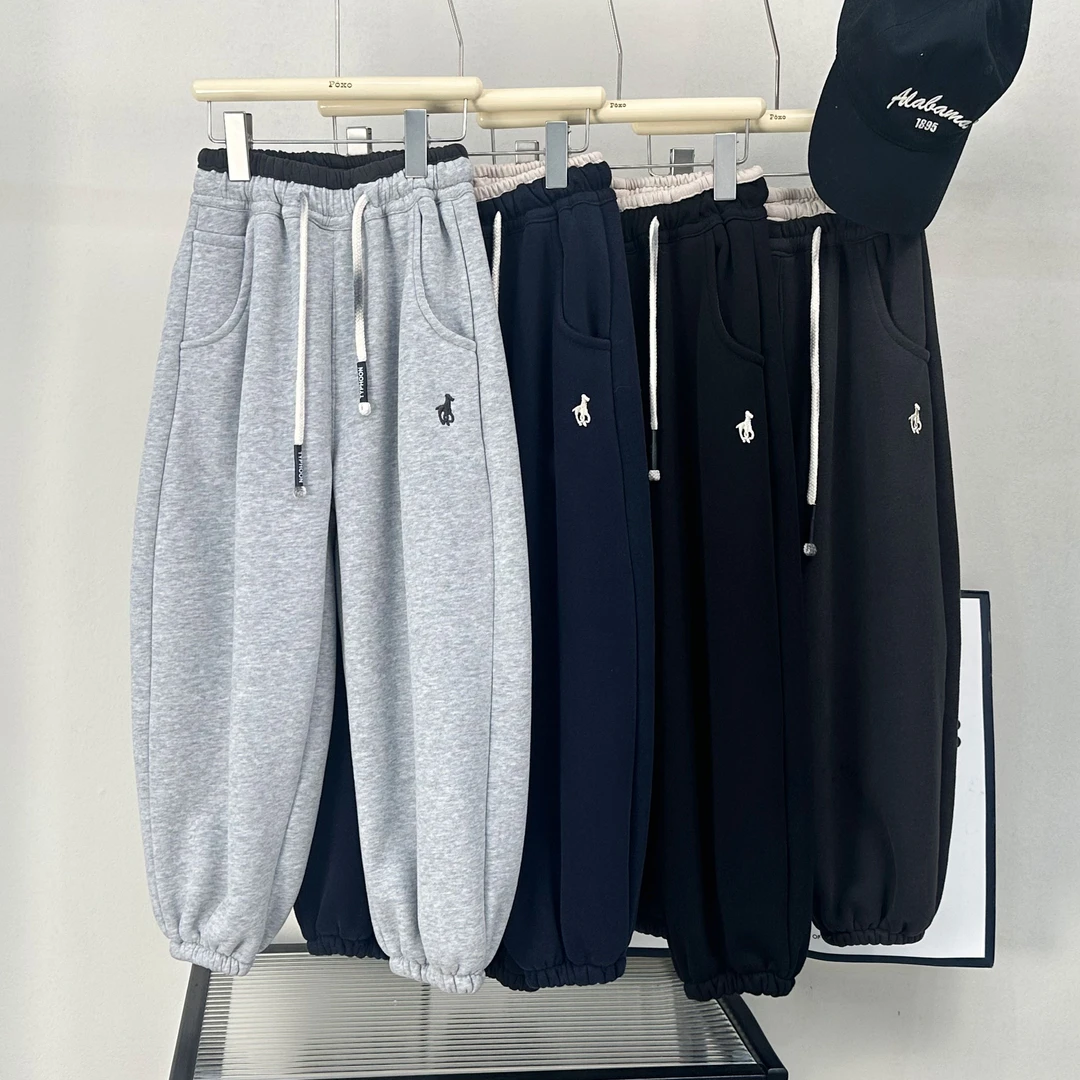 xt883儿童加绒拼色卫裤冬款设计师新款休闲运动卫裤中大童男童