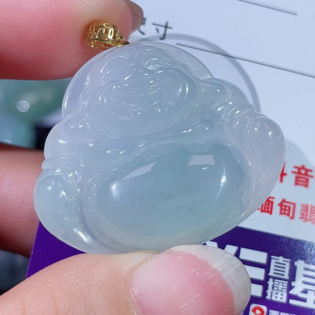 颈饰18K金镶嵌翡翠佛公