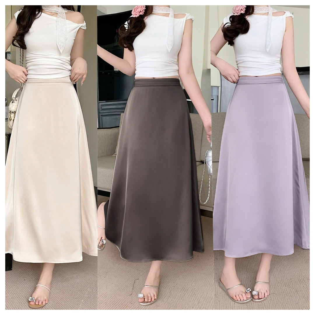 春夏款女装微胖大码2025新款时尚显瘦缎面丝滑—8029