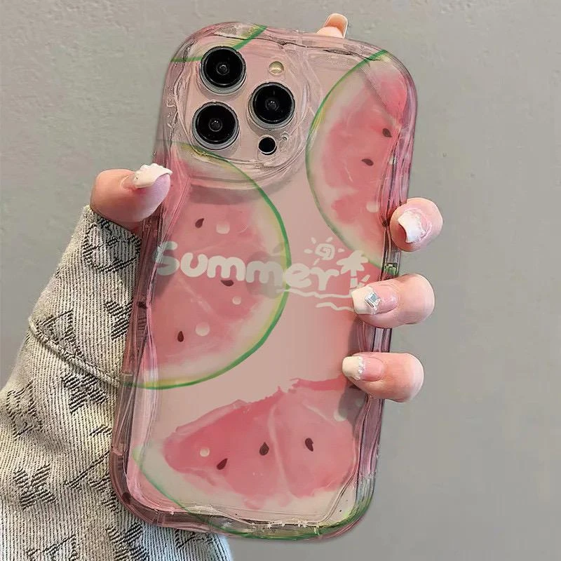 奥菲顿夏天粉嫩西瓜适用iphone16奶油纹手机壳华为vivo小米oppo套