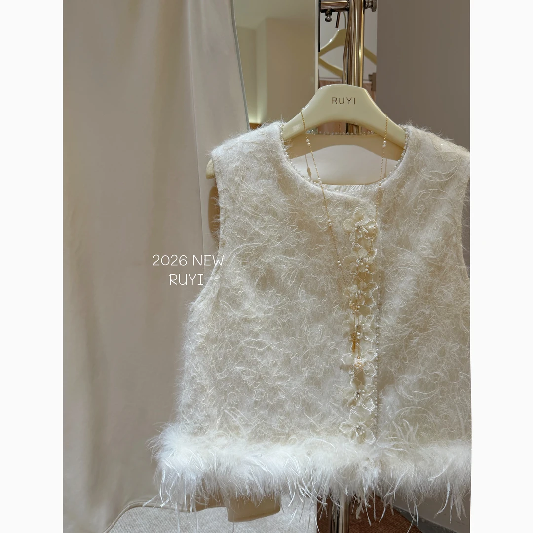 入艺852【白浅】冬含羽绒加厚新中式马甲鸵鸟毛可拆马甲-RY2530746