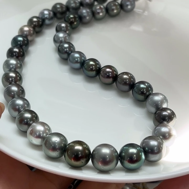 银S925镶嵌项链海水珍珠10-12mm45号