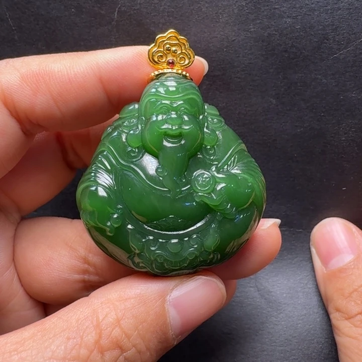 和田玉（碧玉）18K金镶嵌颈饰