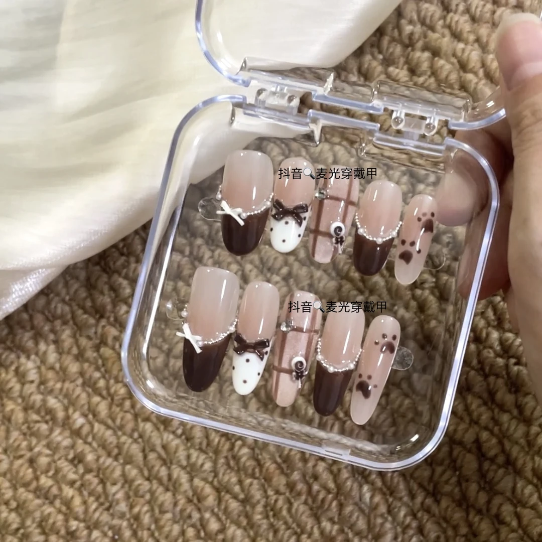 【焦糖可露丽】纯手工穿戴甲,默认无盒,无工具包