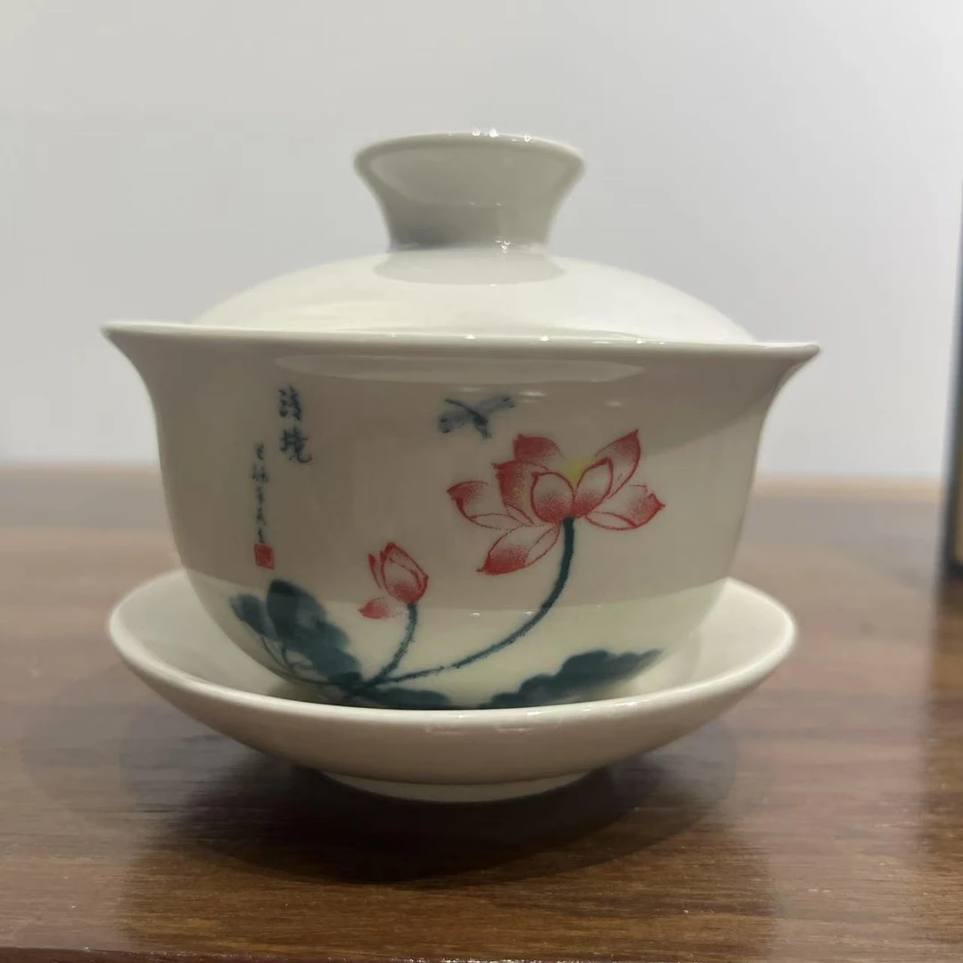 【中国瓷仓】荷花三才盖碗