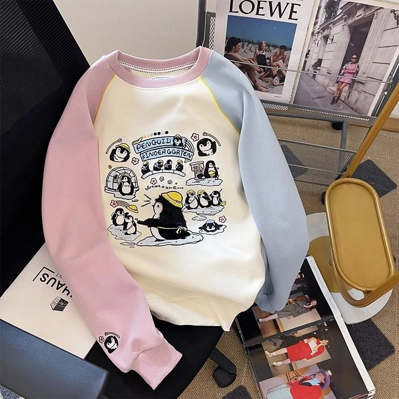 【现货】春秋卫衣上衣2025女童新款卡通撞色儿童宽松肩袖中大童潮