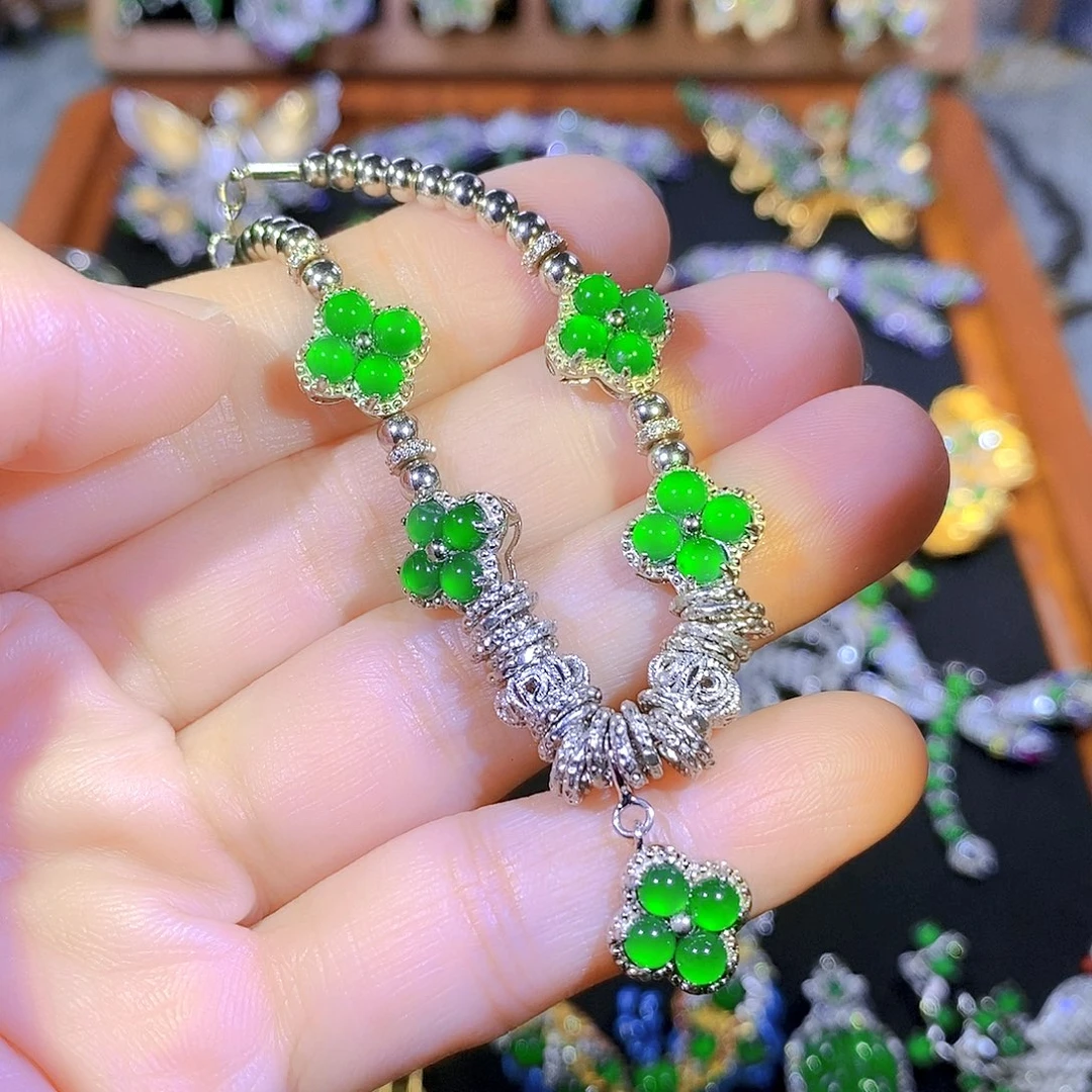 吊坠(不含链)银S925镶嵌翡翠