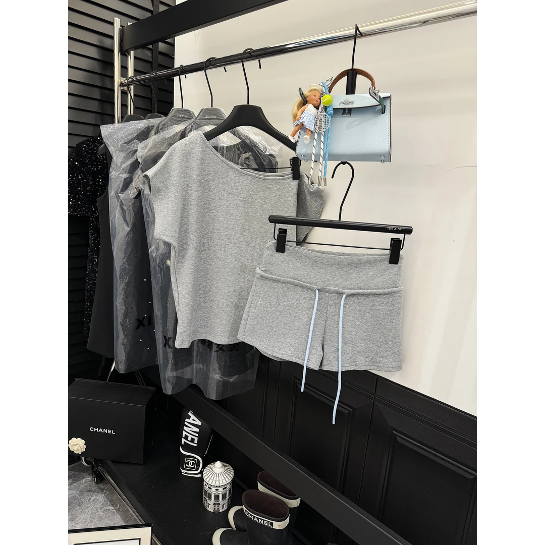 二店现货！【辣妹撞色抽绳阔腿短裤】设计感小众外穿显瘦休闲热裤