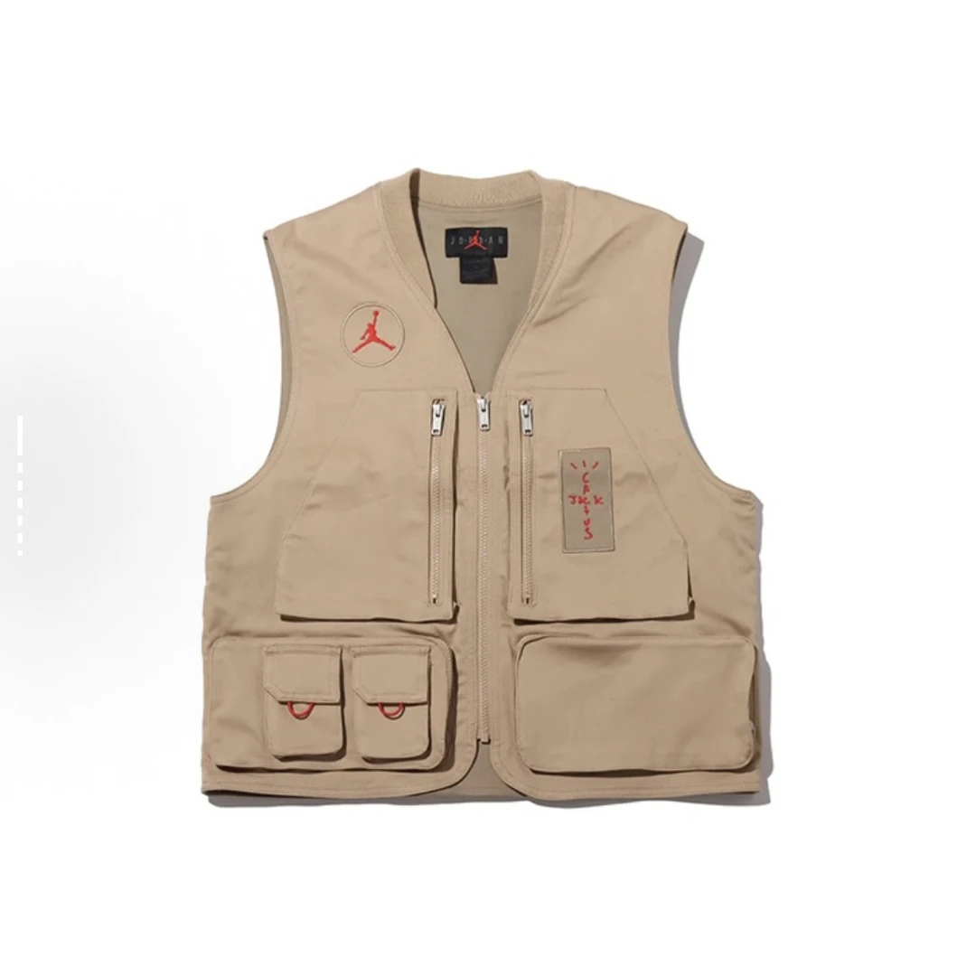 Jordan x Travis Scott 联名款 多口袋户外机能工装钓鱼马甲
