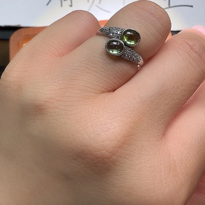 戒指银S925镶嵌水晶