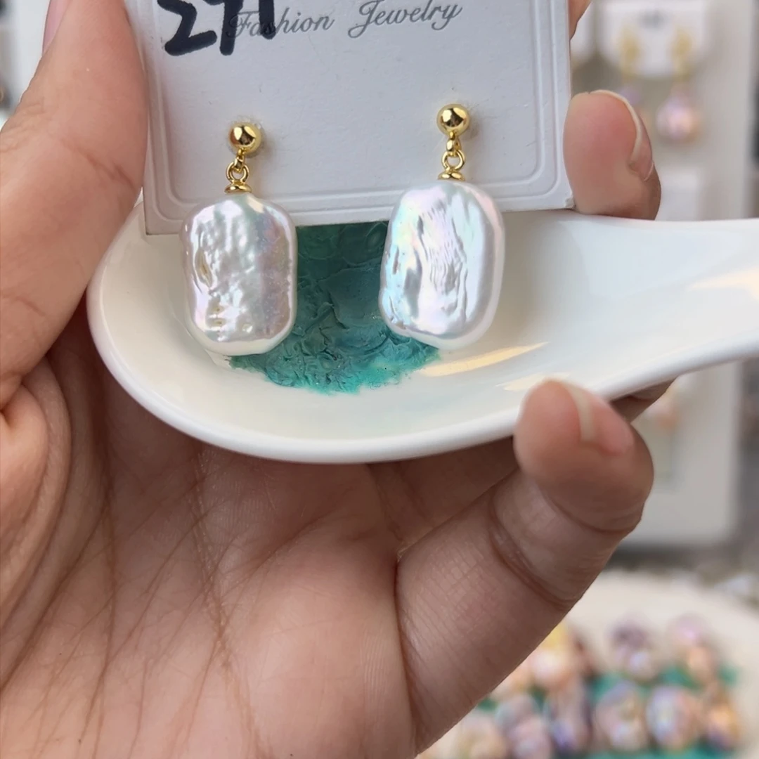 淡水珍珠耳饰银S925镶嵌