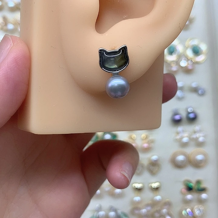 合金淡水珍珠耳饰