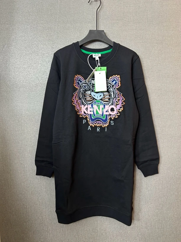 99新 KENZO/肯佐 黑色卫衣裙