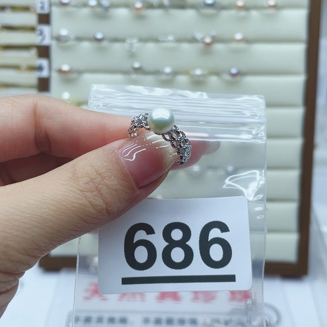 淡水珍珠珠宝奇石银S925镶嵌小**?686