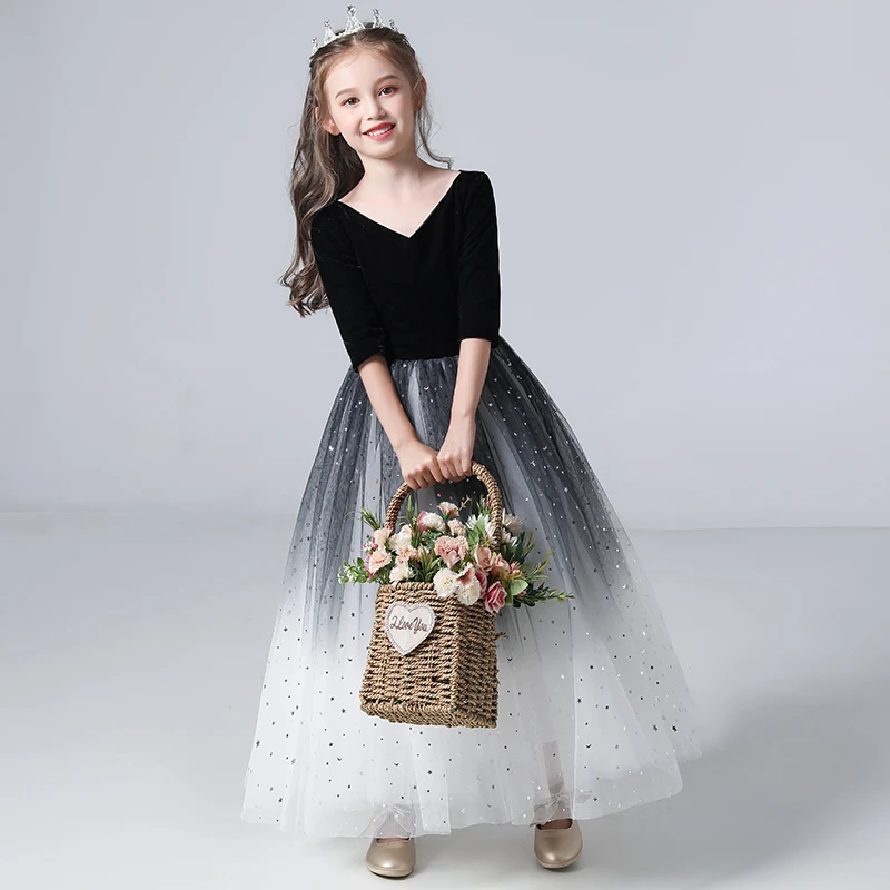 女童礼服儿童主持人高端公主裙花童婚礼小女孩生日钢琴演奏演出服