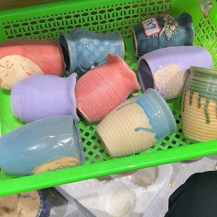 瓷片陶瓷多肉花盆捏花艺术品