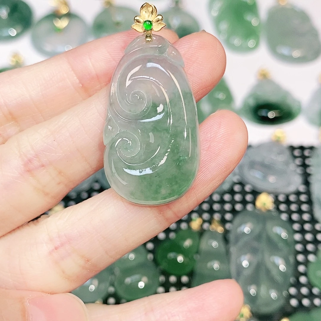 翡翠18K金镶嵌吊坠(不含链)
