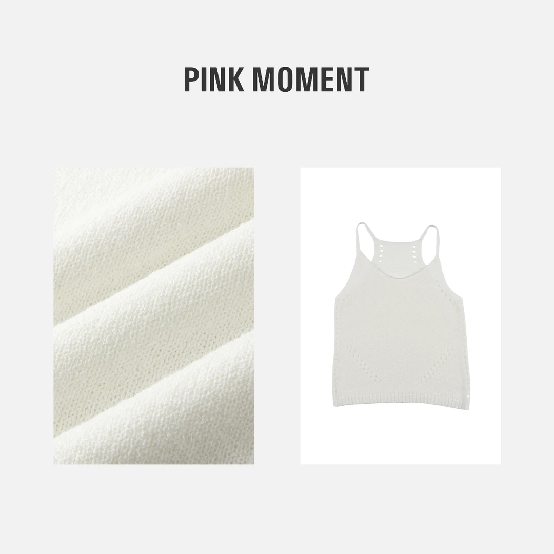 PM王囡囡 米白色镂空吊带背心 ND1A0226