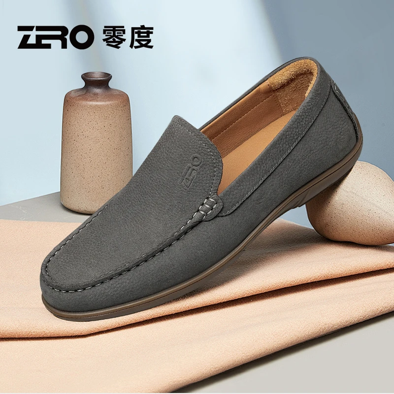 零度商务休闲男鞋2025秋季新款男士轻便乐福鞋时尚百搭真皮豆豆鞋