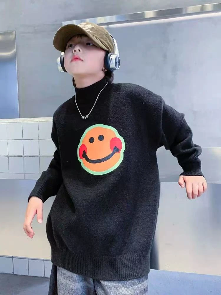 男童毛衣儿童上衣中大童针织加厚圆领韩版套头洋气针织衫 KK7144