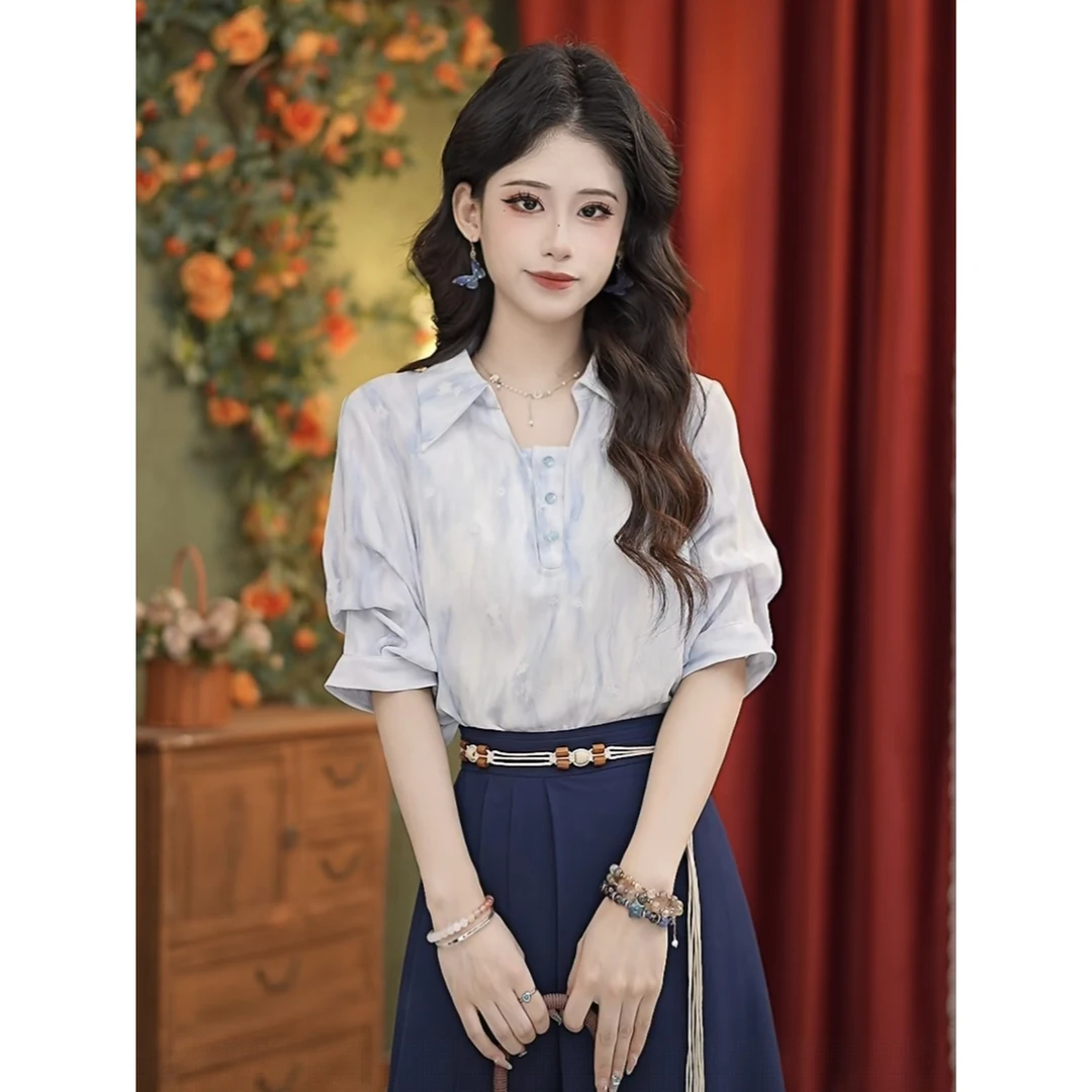 DaYuanSAD张嘉圆【青云】25新款新中式复古夏季百搭气质衬衫#M0005