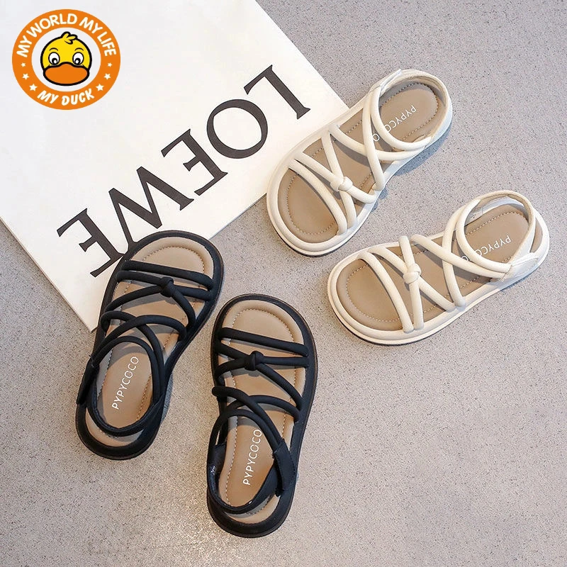 MYDUCK小黄鸭女童鞋罗马凉鞋夏款2025年新款儿童鞋子中大童女孩宝