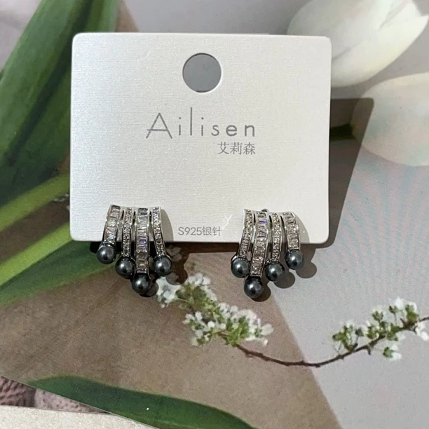 非金属亚克力耳饰 P322西地一排闪亮耳饰