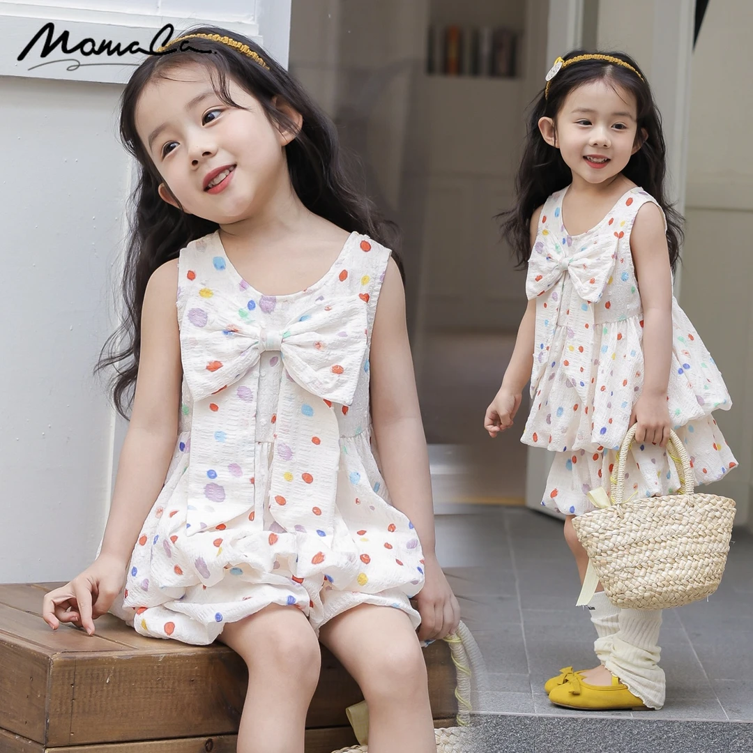 MOMOCO女童夏日汽泡彩色波点裙裤两件套77620578005