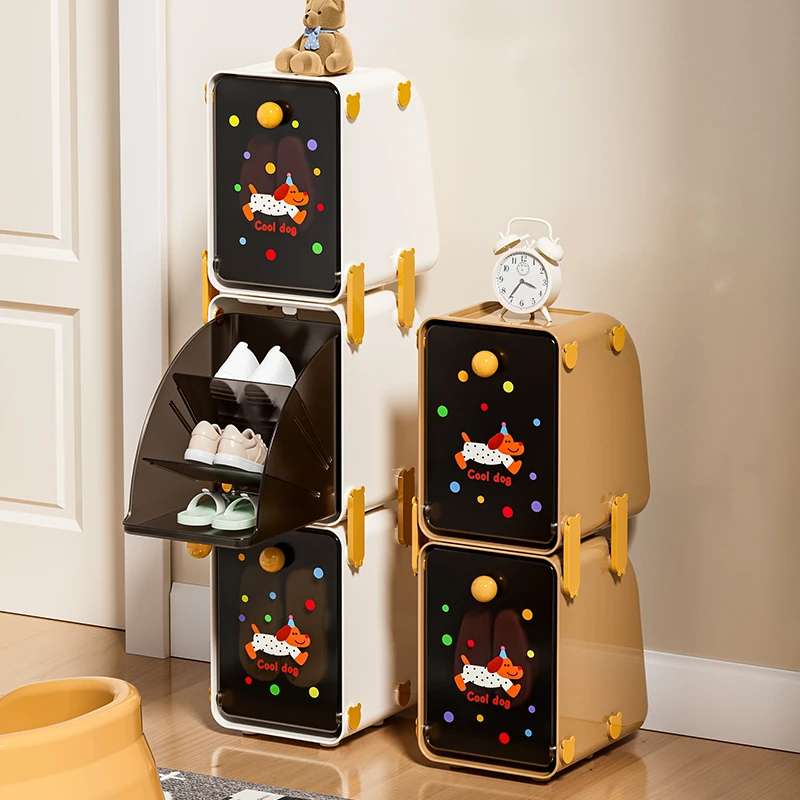 鞋子收纳架儿童鞋盒可叠加家用大容量防尘透明收纳盒DIY