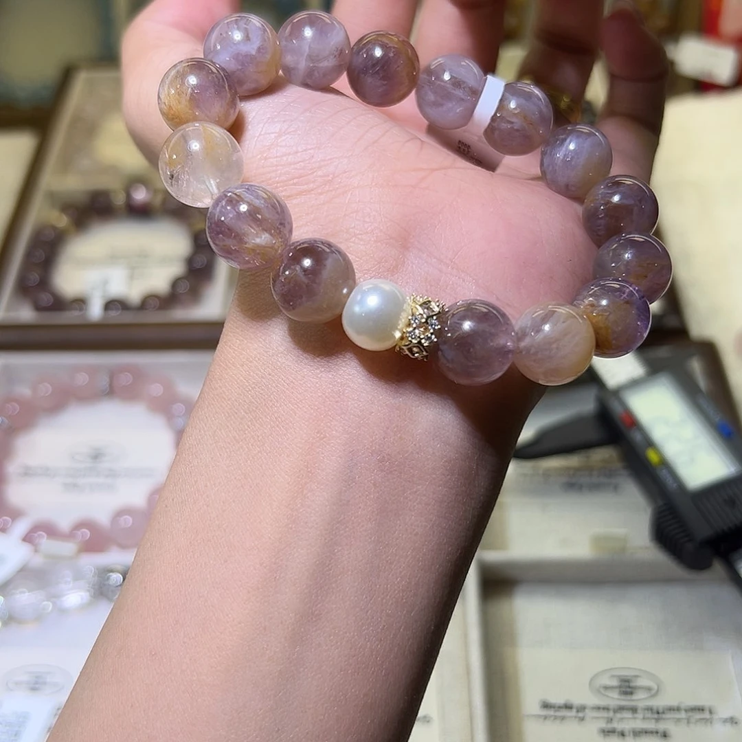 水晶手链未镶嵌紫钛极光12m 48小时鉴赏