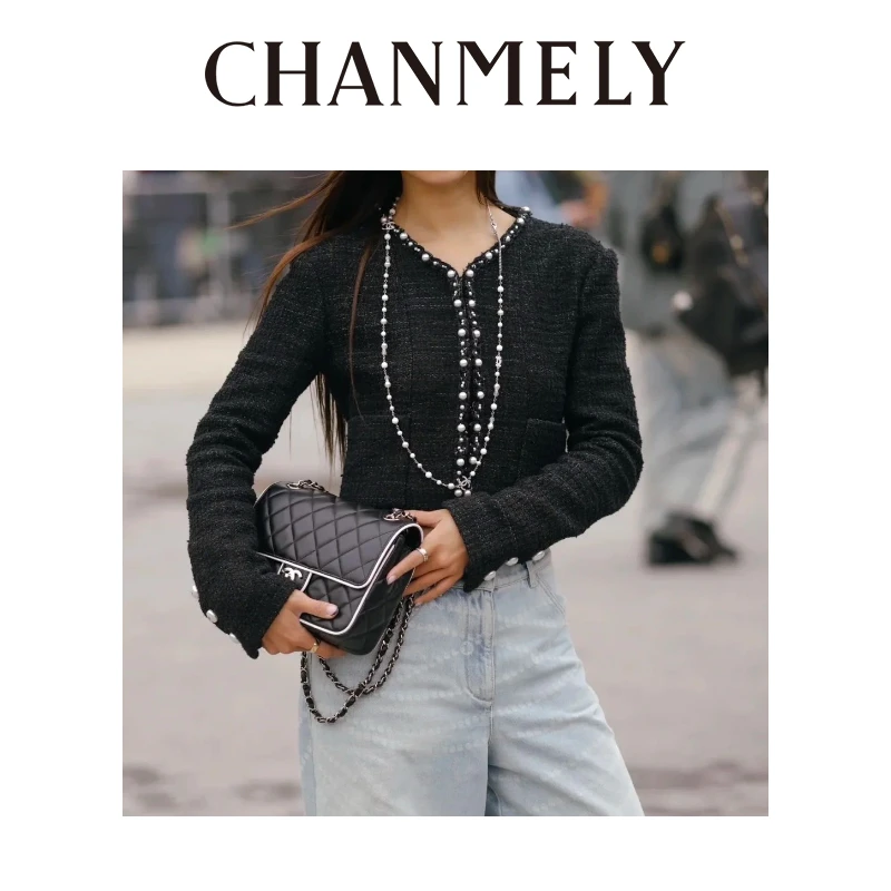 【CHANMITY】25/Fw星星闪耀香风高级黑白粗花呢混编外套025266