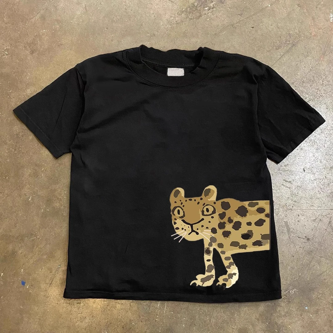 100%纯棉300克重磅美式个性短袖t恤夏款ins慵懒宽松百搭情侣上衣