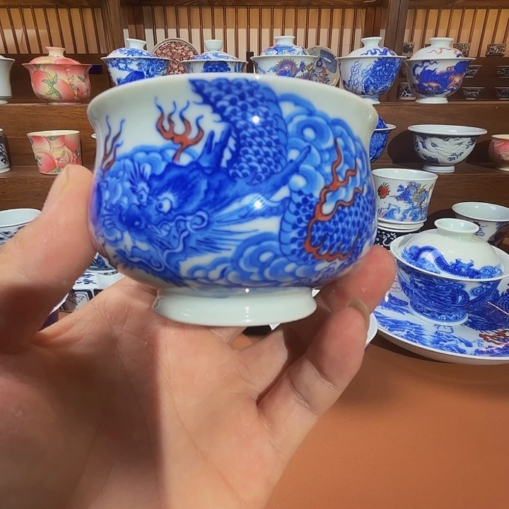 财***缘青花手工手绘杯子
