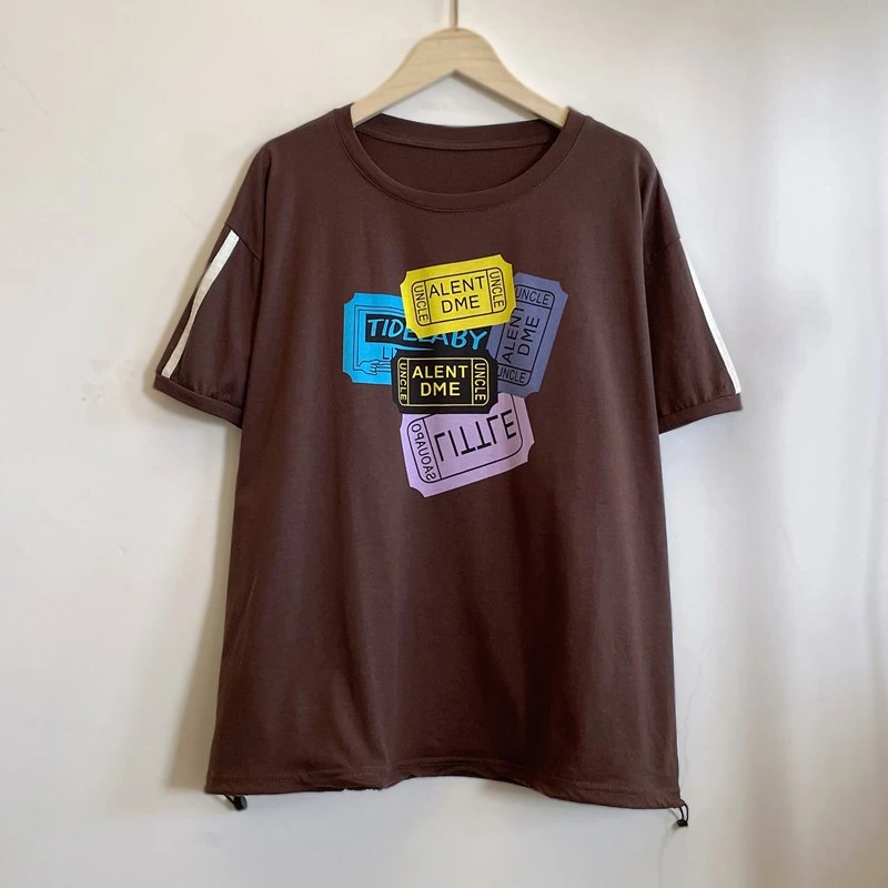 年轻中年妈妈装夏季大码显瘦遮肉休闲短袖棉T恤2025新款YX105719