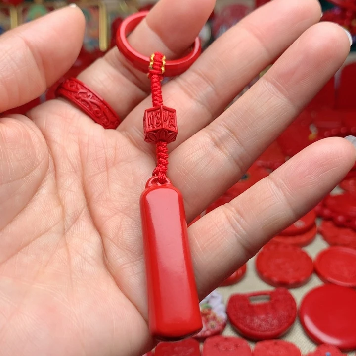天然辰砂工艺品朱砂手把件