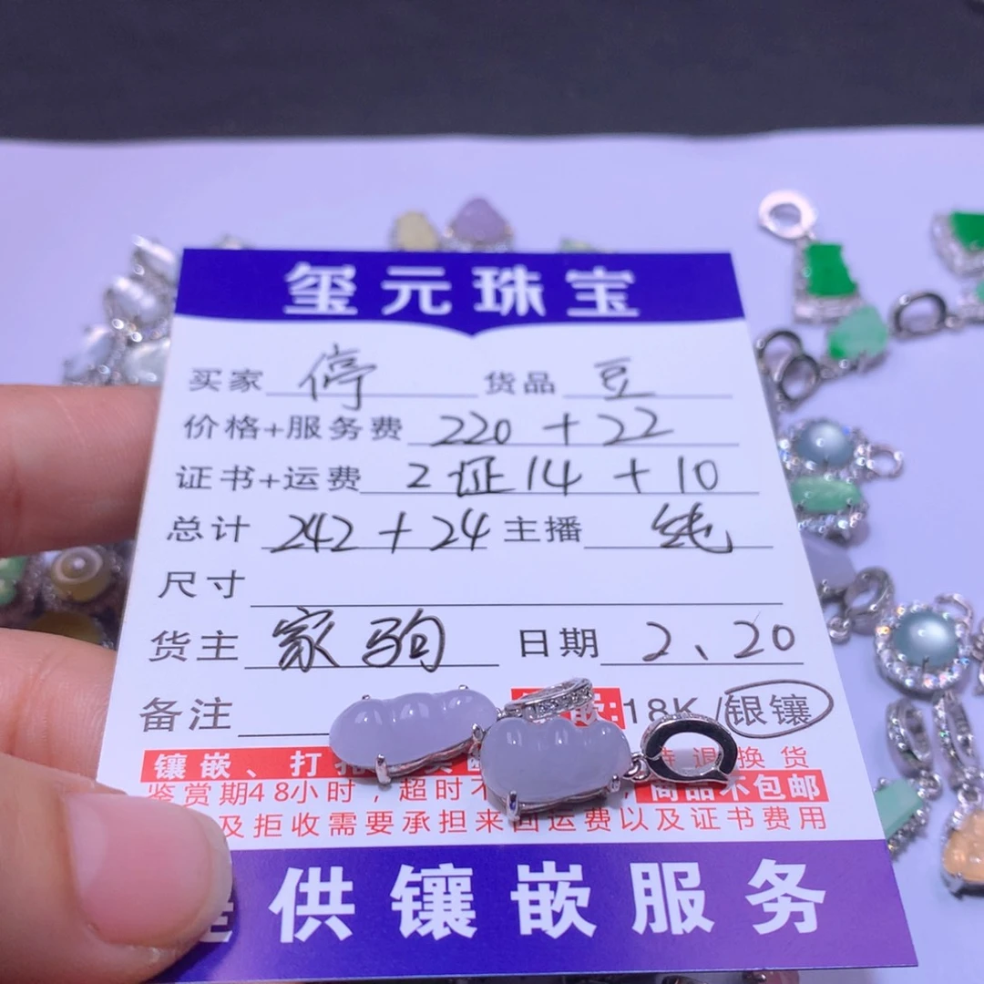 翡翠颈饰银S925镶嵌停豆