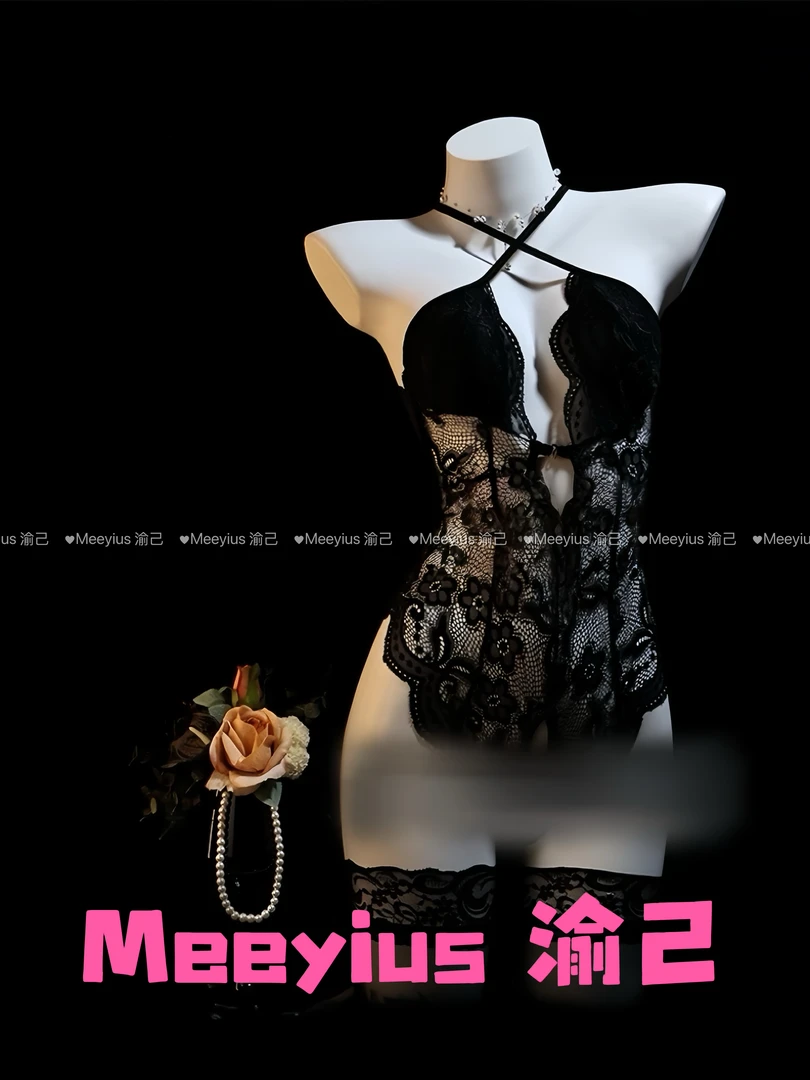 【Meeyius】大牛比较懒 小胸显大缕空蝴蝶睡裙带胸垫小熊妹妹情调
