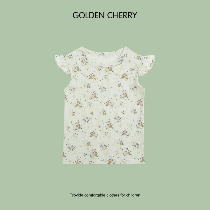8【Golden cherry】小童碎花满印飞袖马甲背心283122