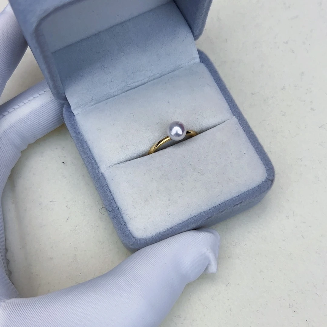 海水珍珠海水akoya设计款戒指6-7mm18K金镶嵌