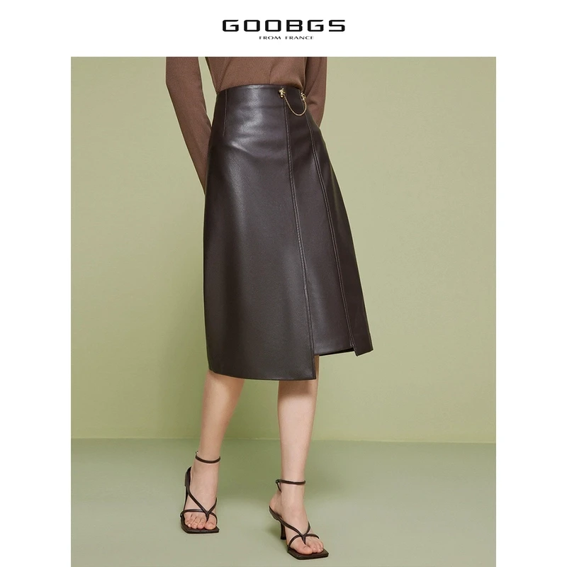 【籽言专享 】谷邦GOOBGS 谷邦高腰不规则皮裙 G2322510